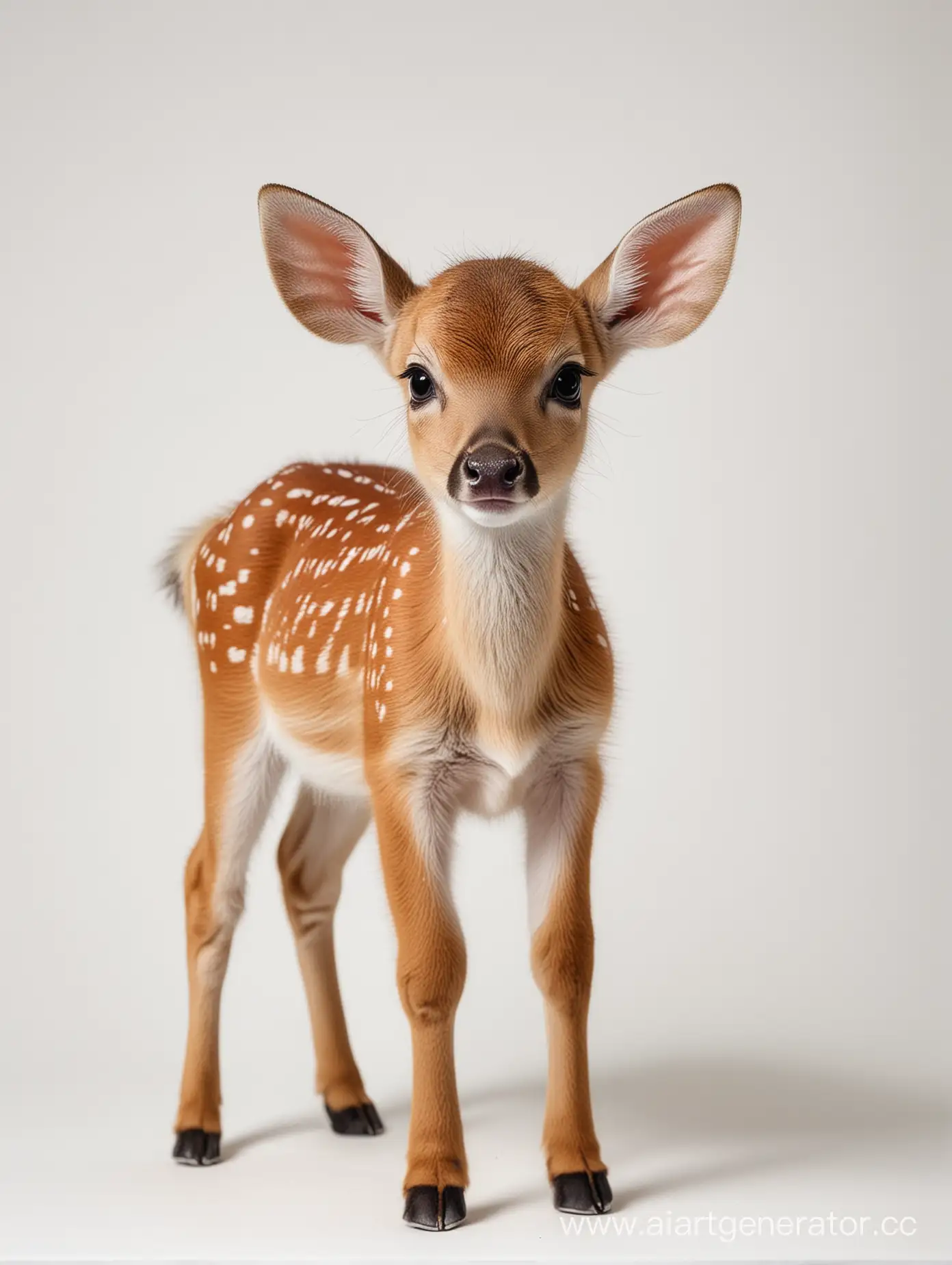 A little cute fawn. White background