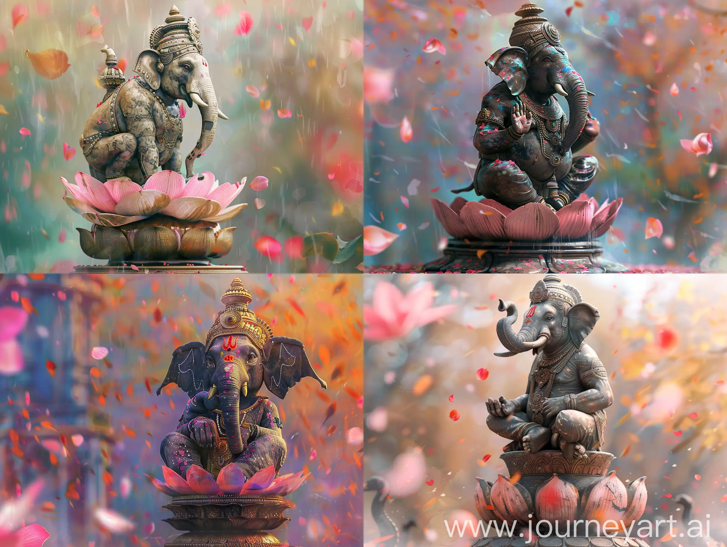 Ganesha-on-Lotus-Vibrant-Hindu-God-Digital-Painting-with-Cyborg-Aesthetic
