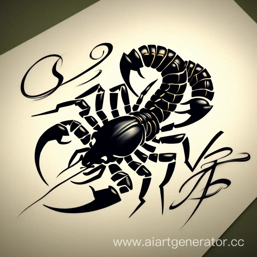 Exquisite-Calligraphy-with-Intricate-Scorpion-Illustration