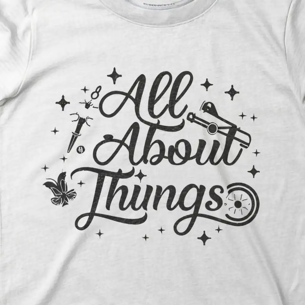 logo, Clothing, with the text "All about things", typography