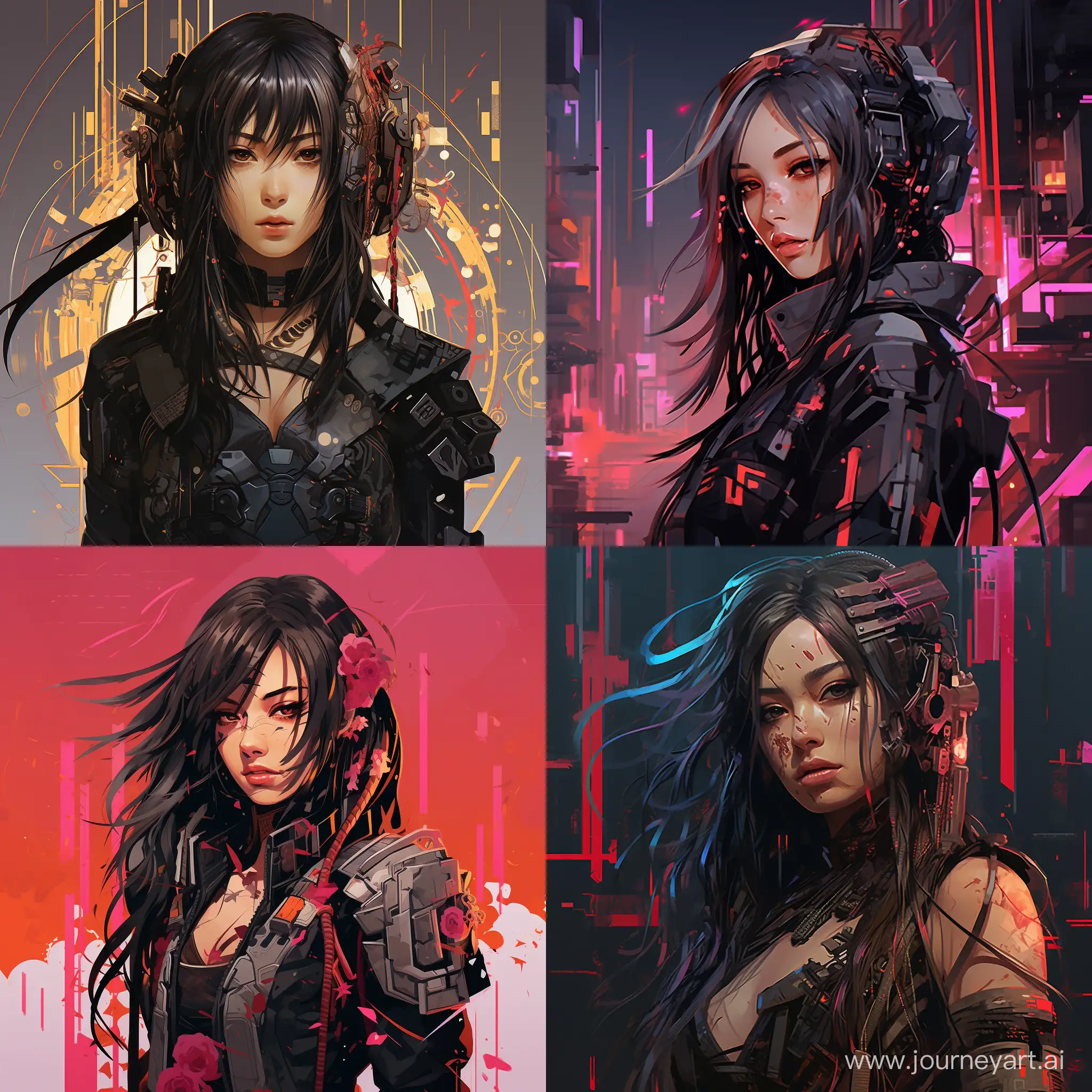 Beautiful-Cyberpunk-Samurai-Asia-Girl-in-Vector-Style