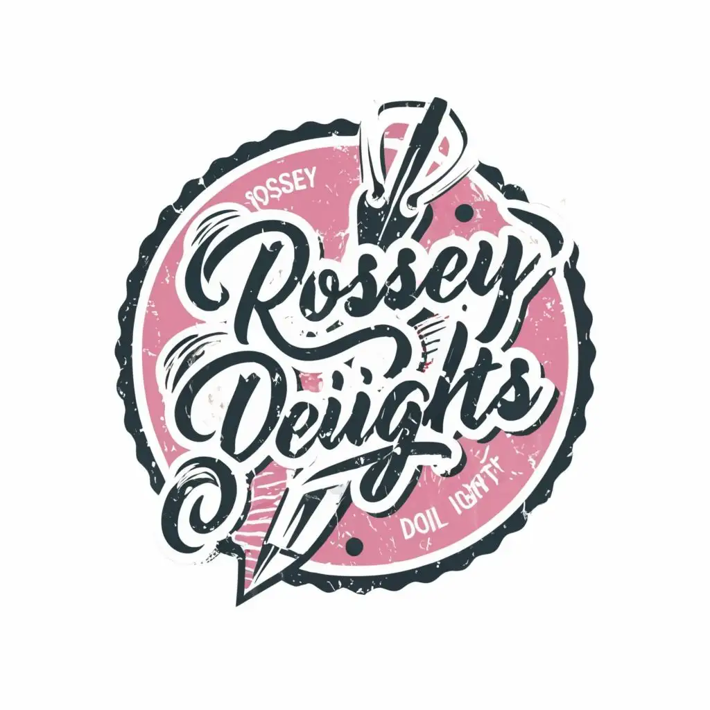 logo, Button needle, with the text "Rossey deiights", typography, be used in Retail industry