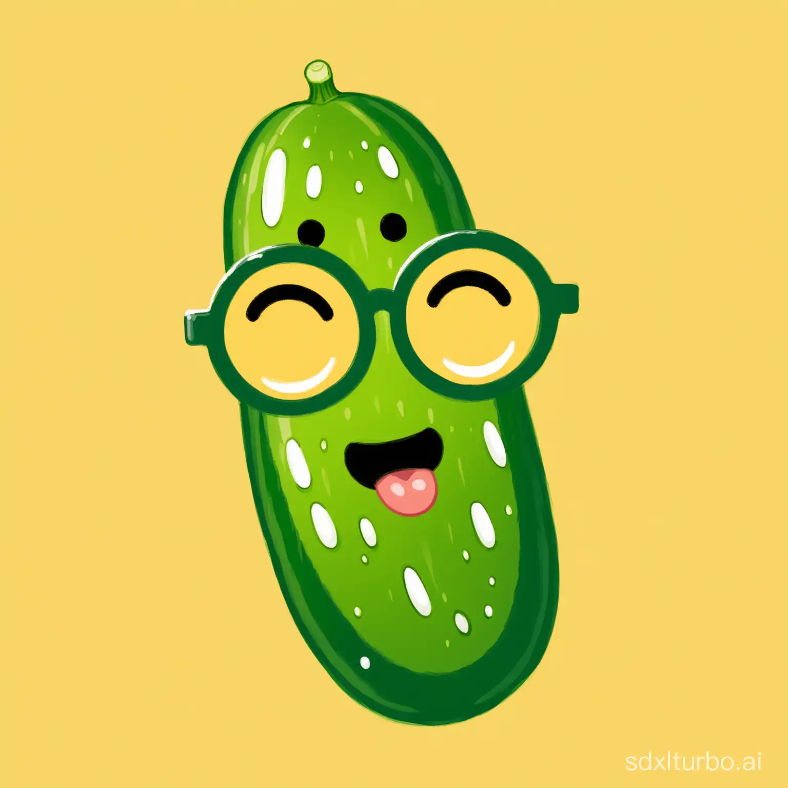 Pickled cucumber as nerd emoji, art