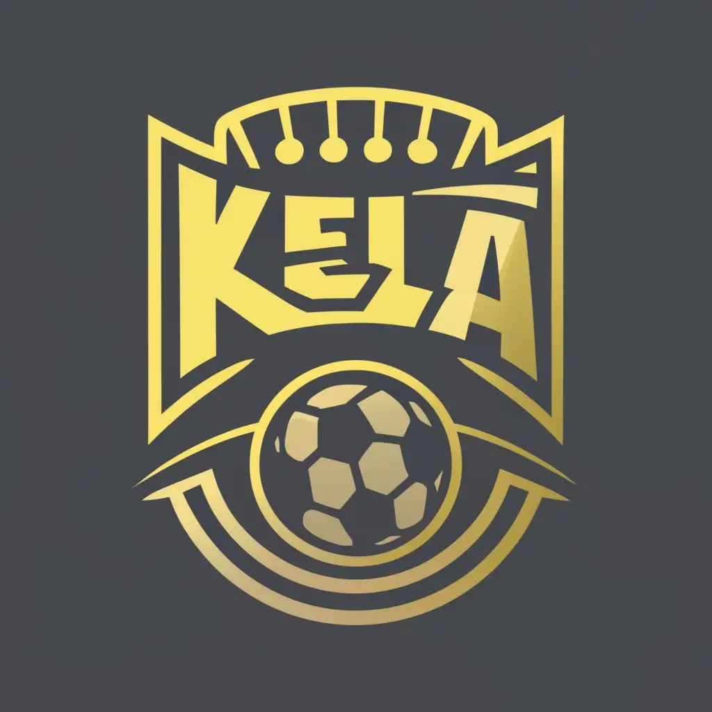 logo,  with the text "KELA",, football manager, EA FC 24, without background, yellow and black color, with the text "KELA", typography, be used in Sports Fitness industry