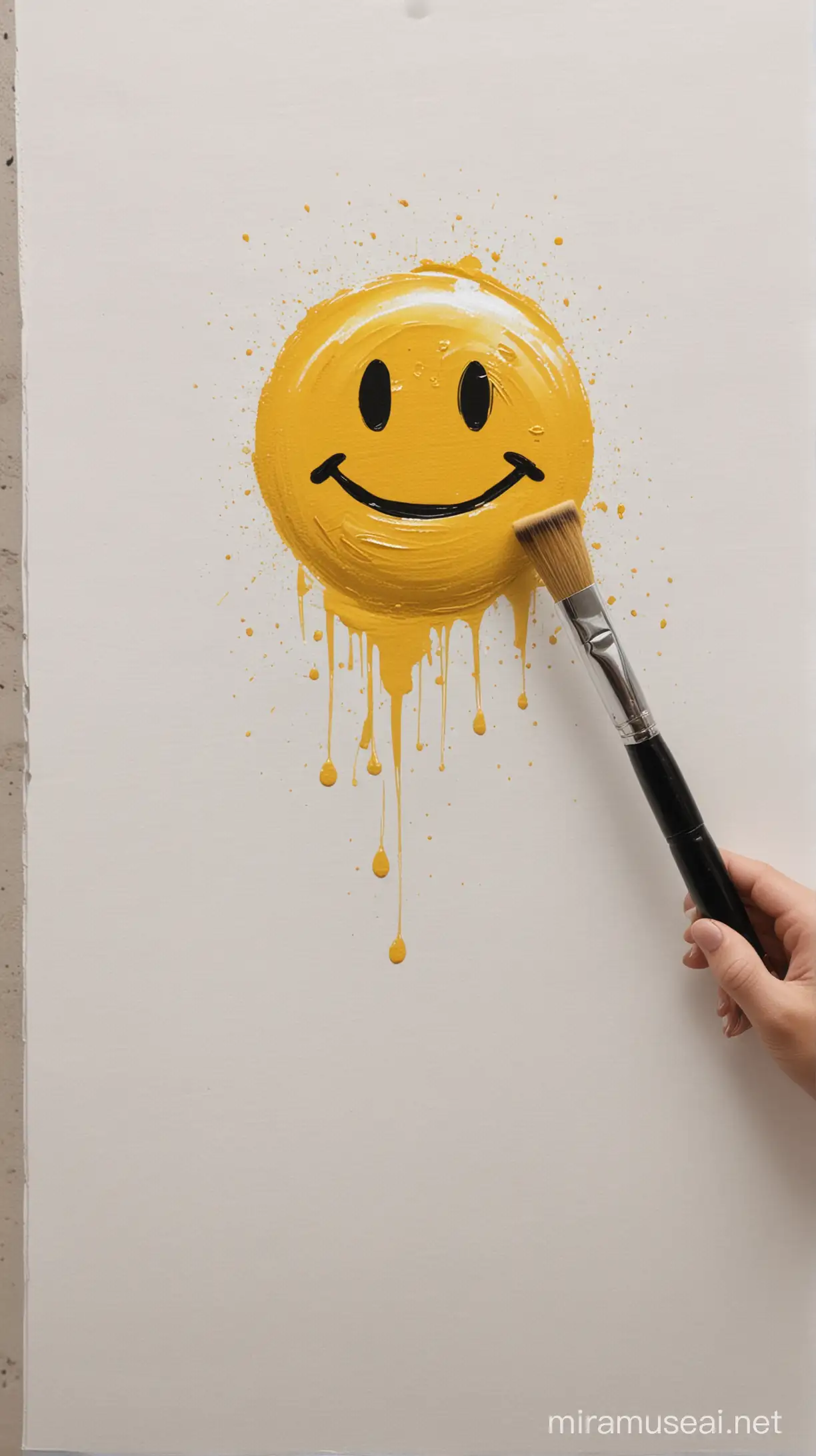 a brush painting a smiley 