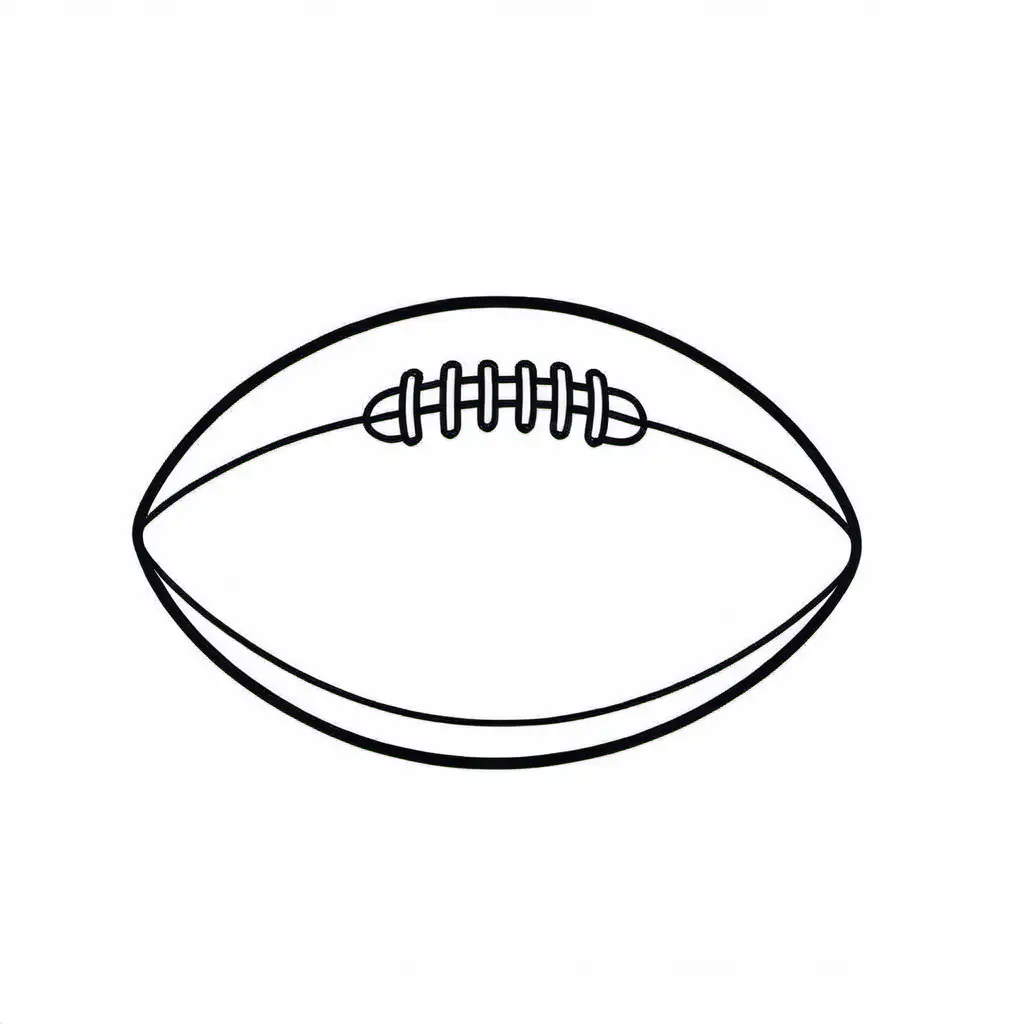 Simple black and white line art of an american football ball in the style of vector style. Simple design with flat colors and no shadows on a white background. Simple lines in a minimalistic style with simple shapes. Simple clipart isolated on a solid pure white background with high resolution photo and high quality detail