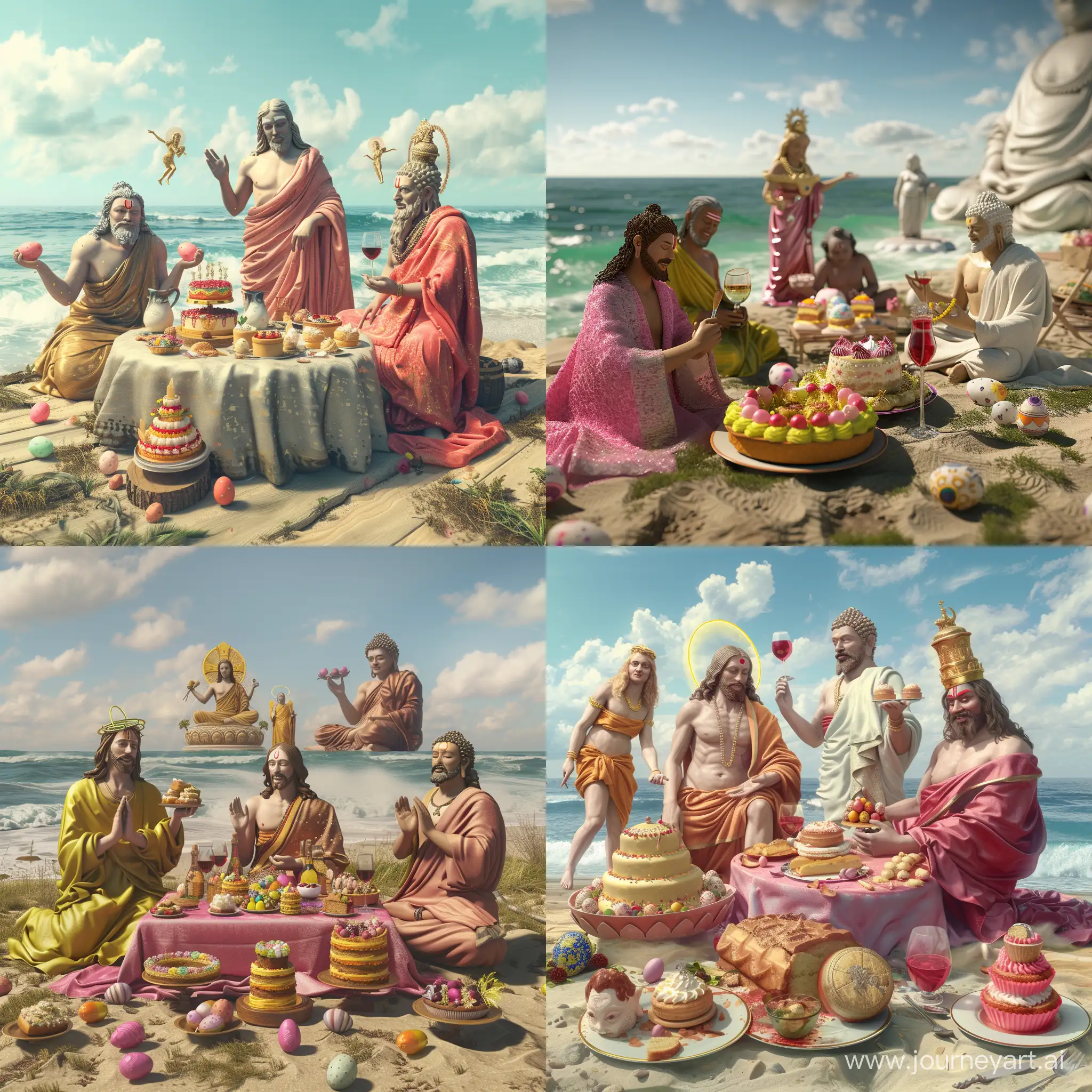 Divine-Figures-Enjoy-Picnic-by-the-Beach-with-Easter-Cakes-and-Wine