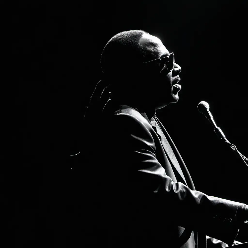 stevie wonder in silhouette on a stage

