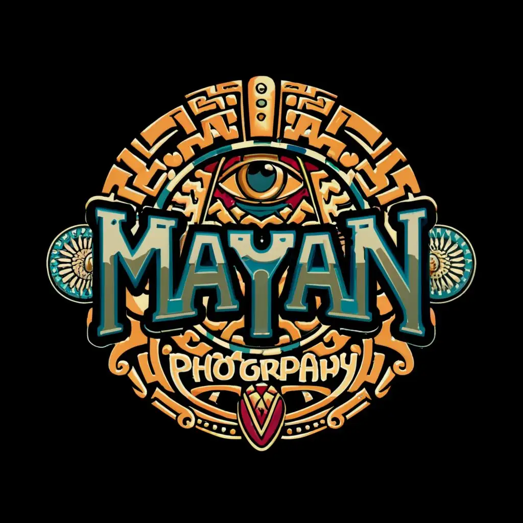 logo, mayan, with the text "Mayan photography", typography