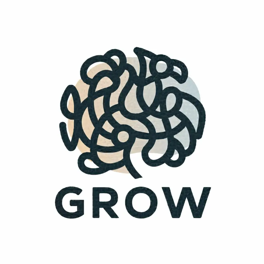 a logo design,with the text "grow ", main symbol:grow word with brain for O,complex,clear background