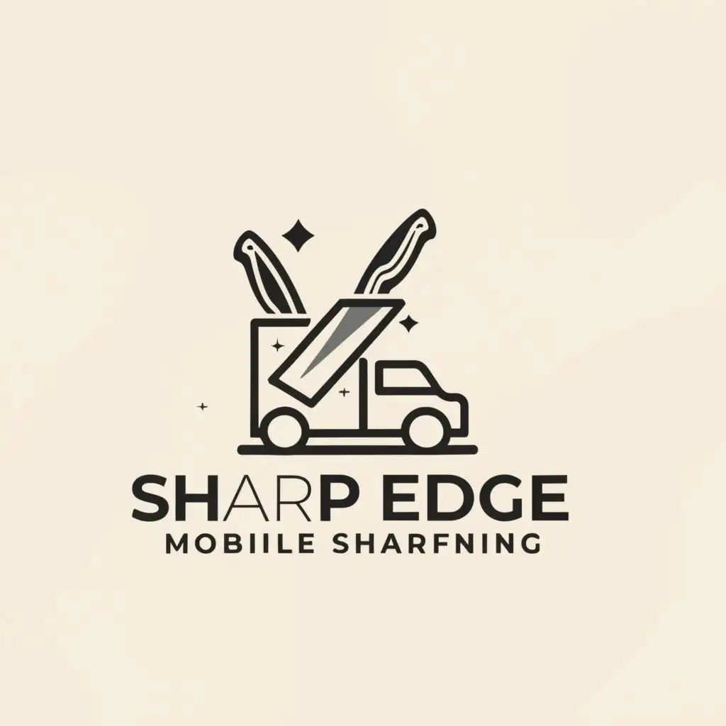 LOGO-Design-for-Sharp-Edge-Mobile-Sharpening-Minimalistic-Knife-Symbol-with-Mobile-Workshop-Van-and-Religious-Industry-Theme