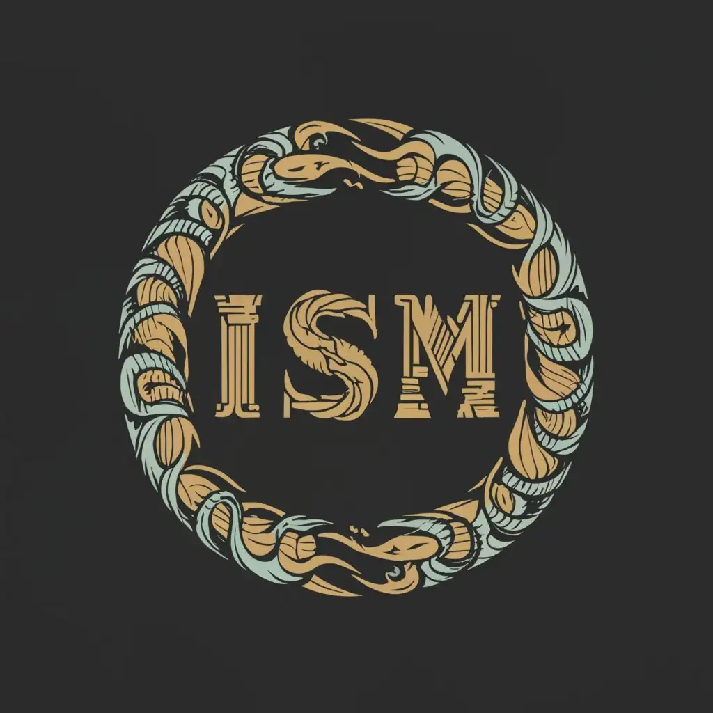 a logo design,with the text "Ism", main symbol:ouroboros, cult,complex,be used in Religious industry,clear background