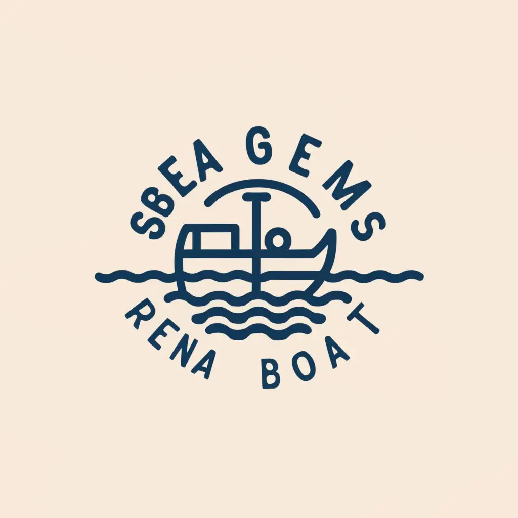 a logo design,with the text """"
Sea gems rent a boat
"""", main symbol:Boat beach,Minimalistic,be used in Travel industry,clear background