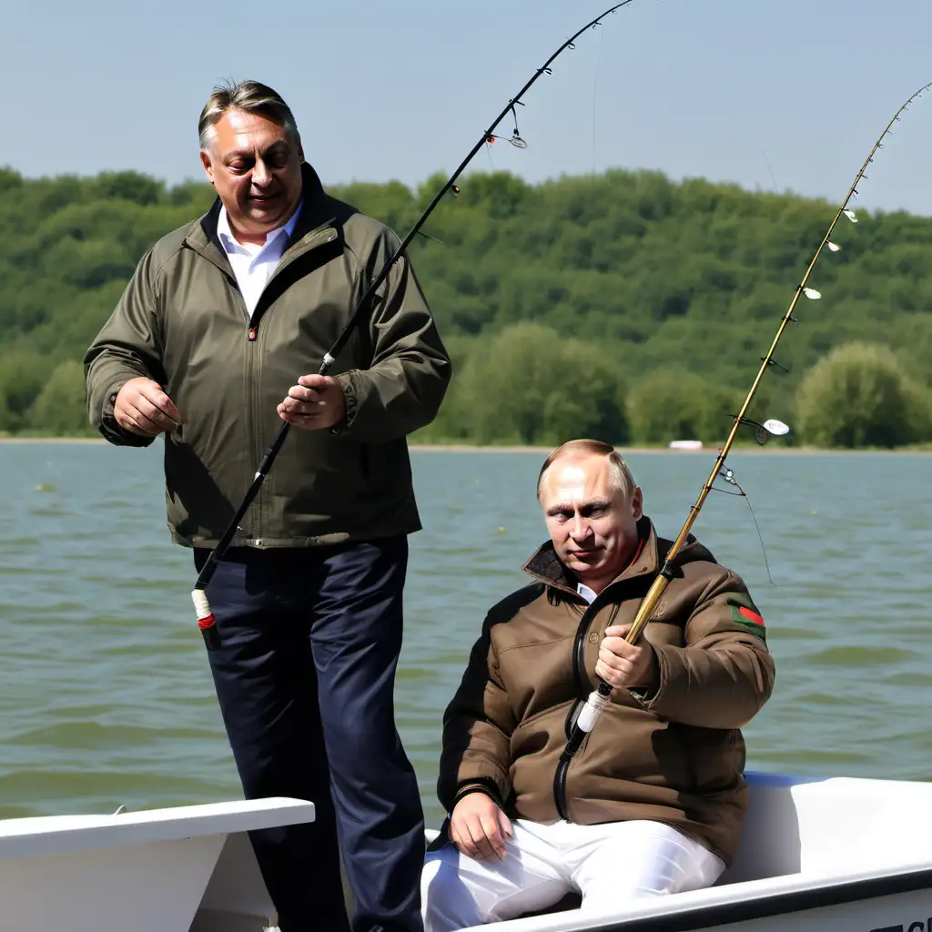 Orbán Viktor Putinnal horgászik a Balatonon. Viktor éppen fárasztja 