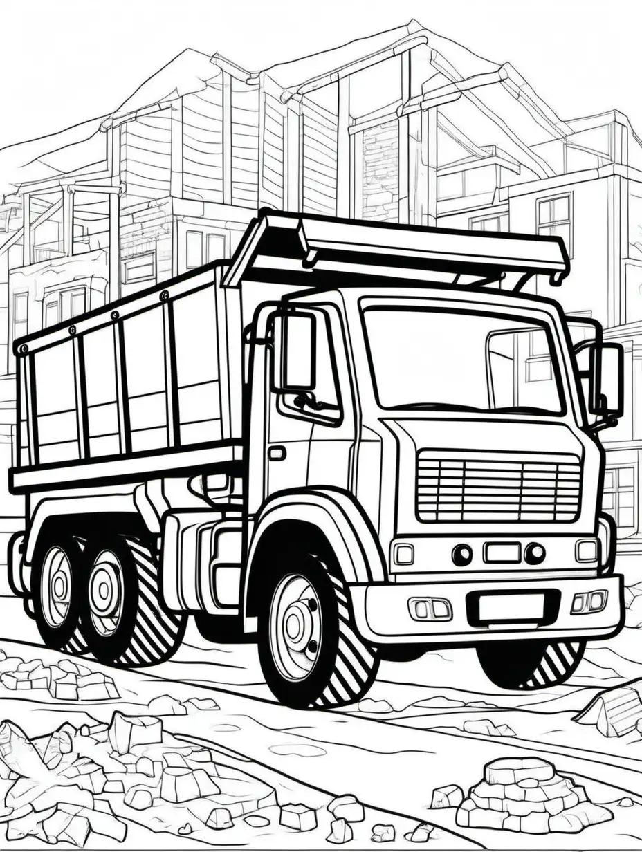 Coloring Book Page Construction Truck Illustration for Creative Kids