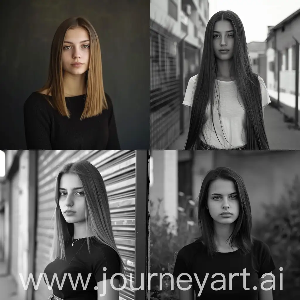 full length photo of a Serbian girl with straight hair