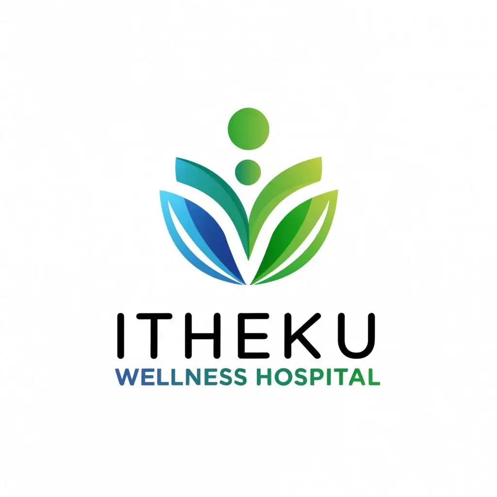 a logo design,with the text "iTheku Wellness Hospital", main symbol:Wellness Hospital.  Colours teals, aqua, green. Nature. Holistic.,Moderate,be used in Medical Dental industry,clear background