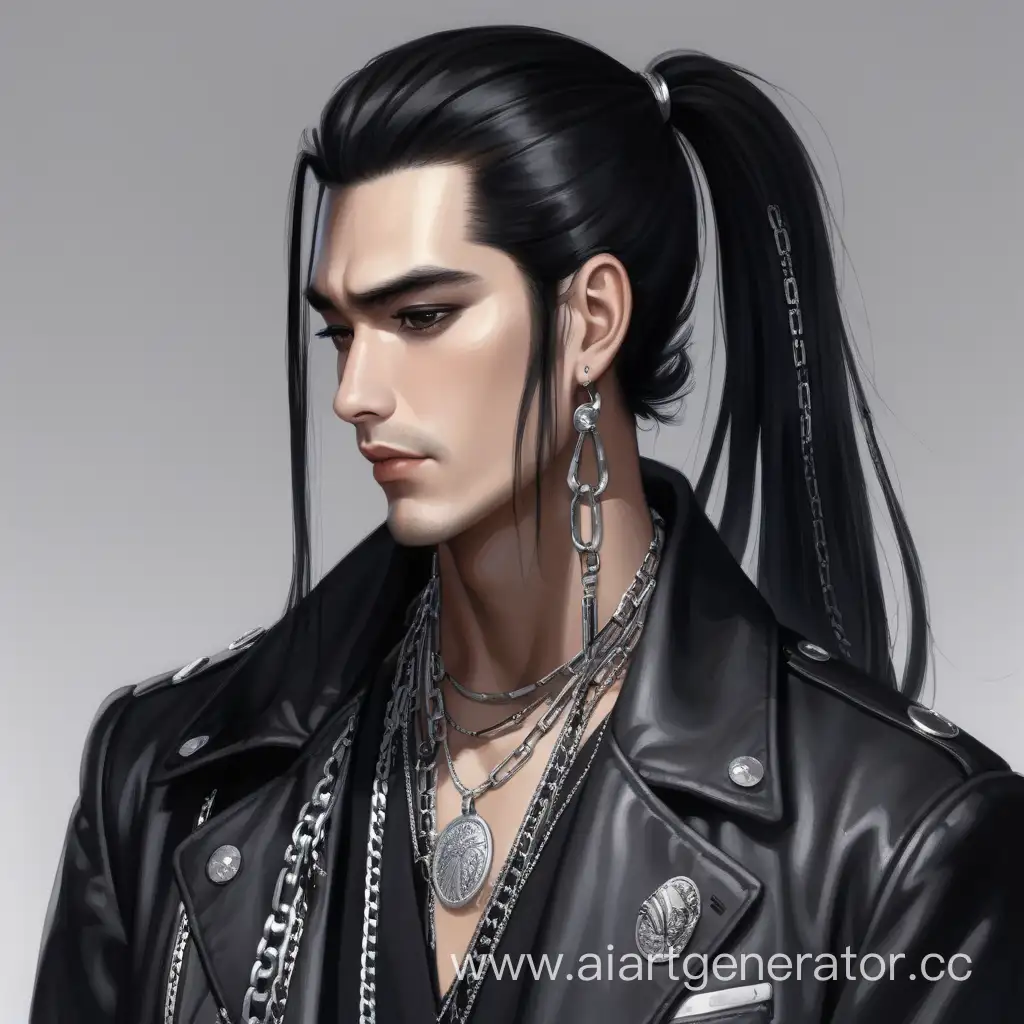Stylish-LongHaired-Man-with-Unique-Jacket-and-Silver-Earrings