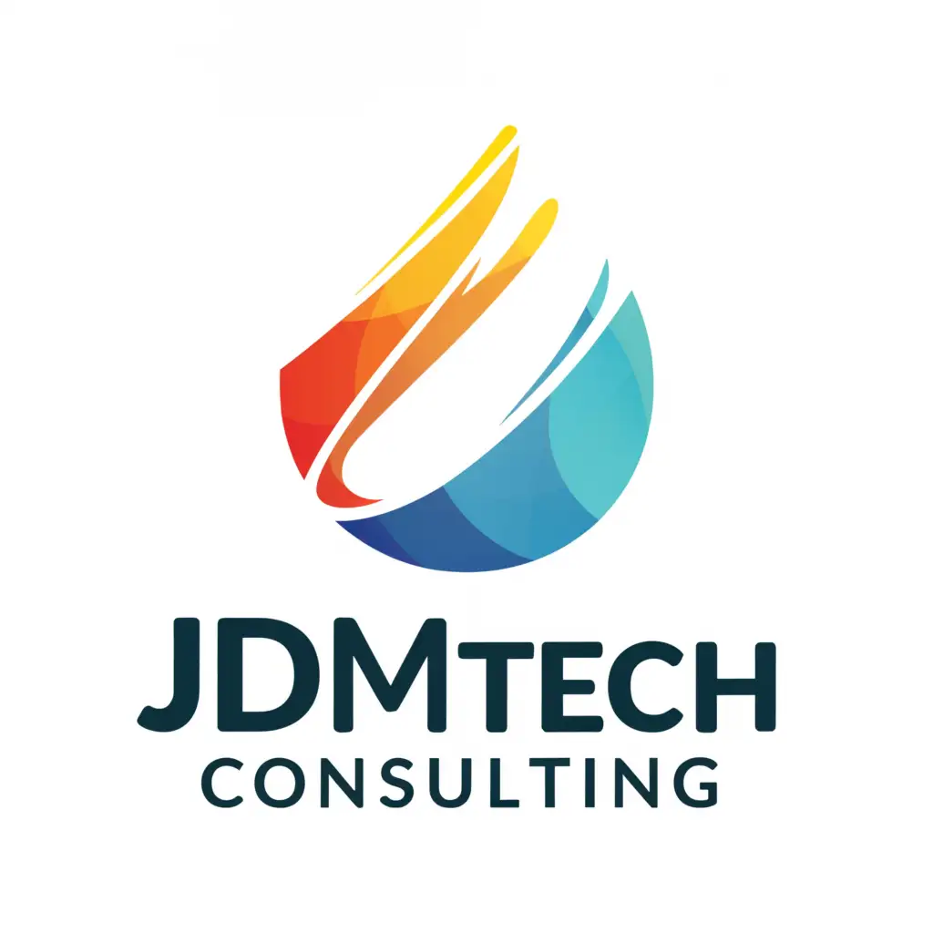 a logo design,with the text "JDM Tech Consulting", main symbol:scalar wave cool colors electricity, scripted font,complex,be used in Internet industry,clear background