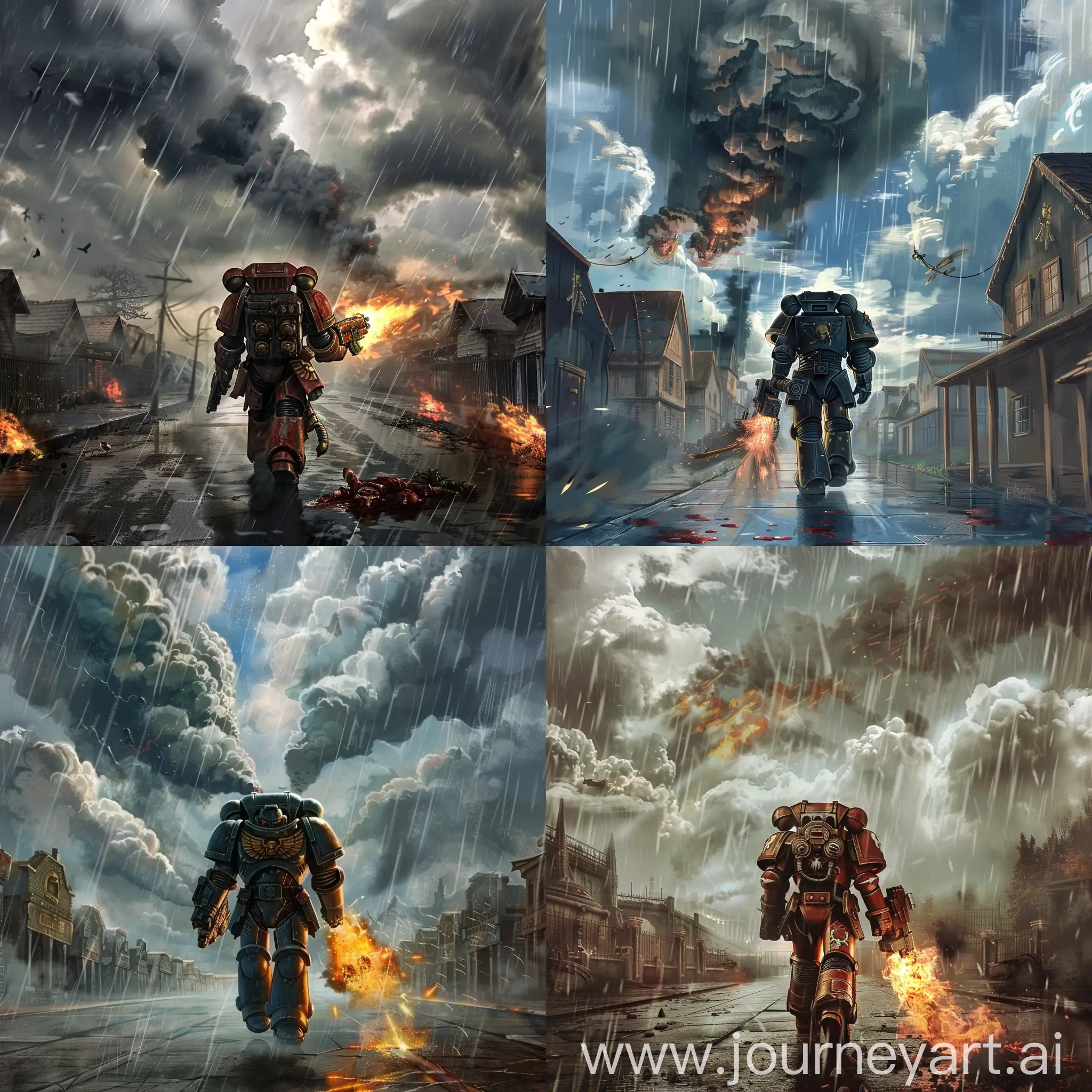 Intense-Space-Marine-Flamethrower-Battle-in-Rainy-Desolation