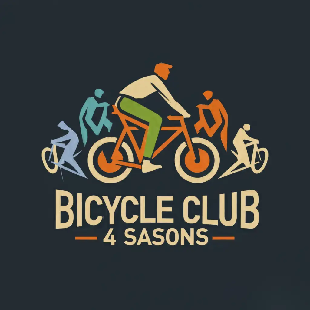 a logo design,with the text 'Bicycle Club 4 Seasons', main symbol:Bicycle, cyclists, hikes, Moderate, clear background