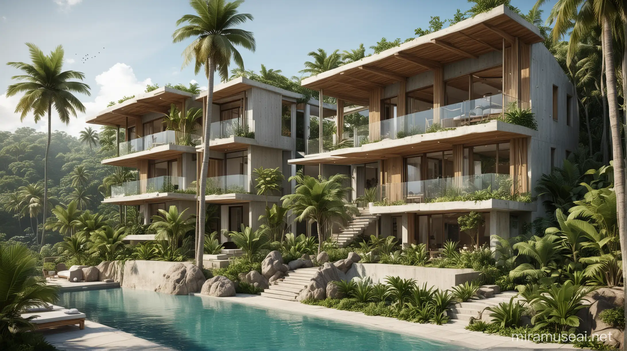 Modern Tropical City Apartments with Ocean View and Pool