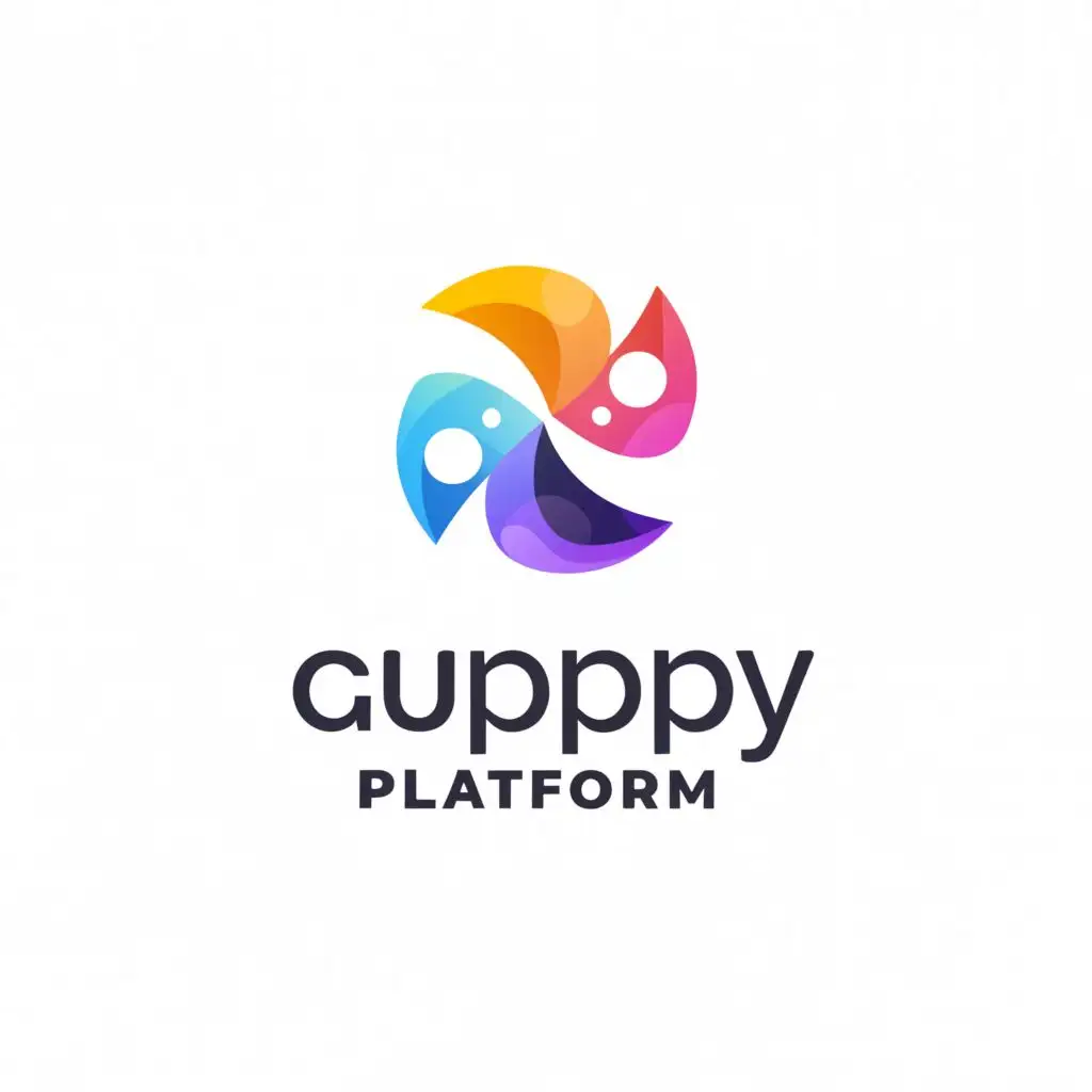 a logo design,with the text 'Guppy Platform', main symbol:Guppy fish tail in shape of a G yin yang,Minimalistic,be used in Technology industry,clear background