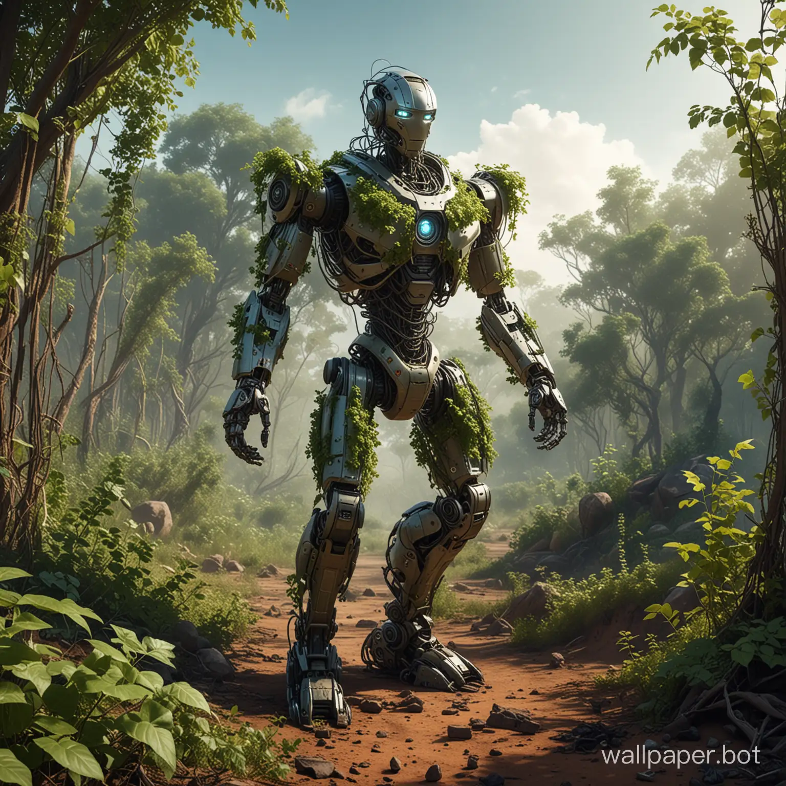 Robot-Overgrown-by-Vines-on-NatureDominated-Planet