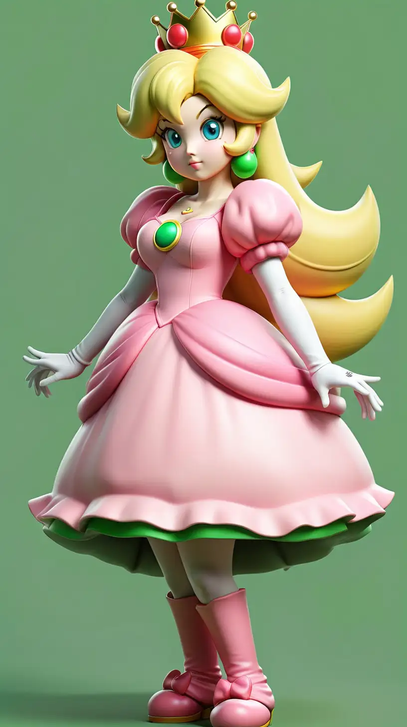 full body princess peach with a green background