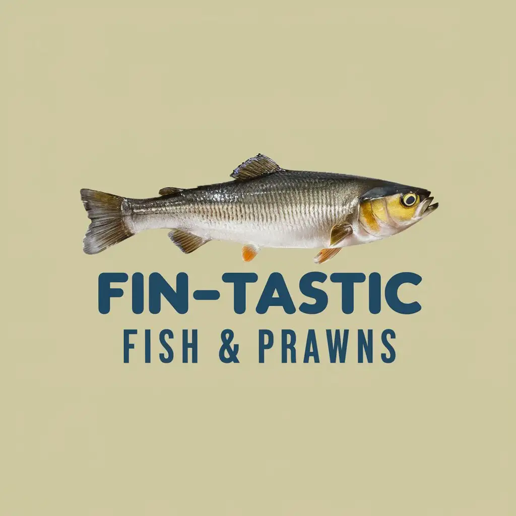 logo, Fish, with the text "Fin-tastic Fish & Prawns", typography, be used in Retail industry