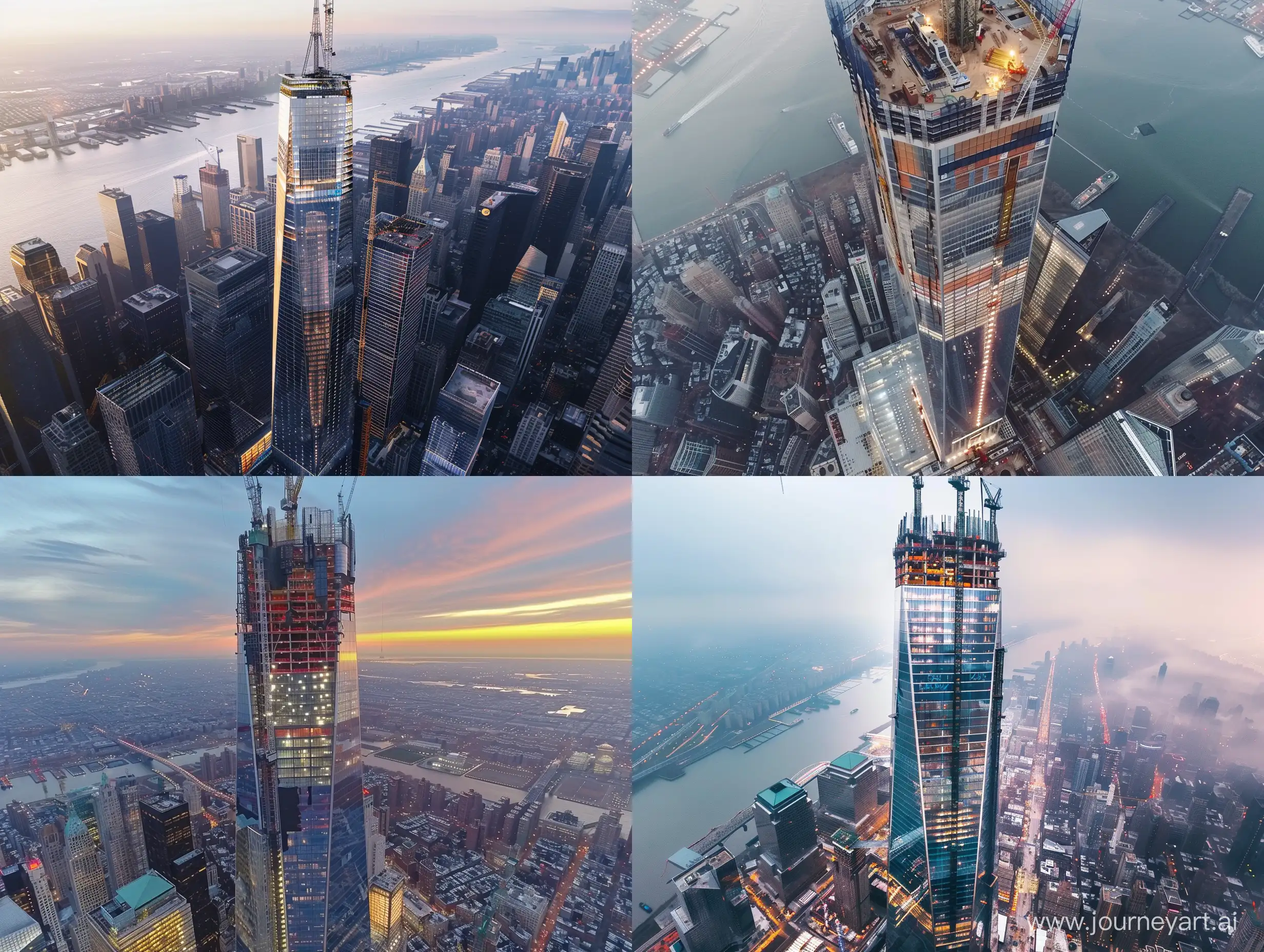 the tallest building being built in new york, raw style, natural lighting, environmental, drone view,