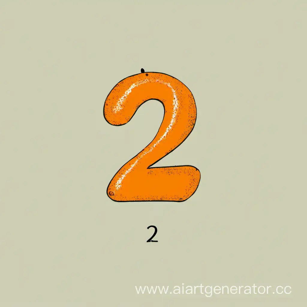 Нарисованная оранжевая цифра 2 задумалась