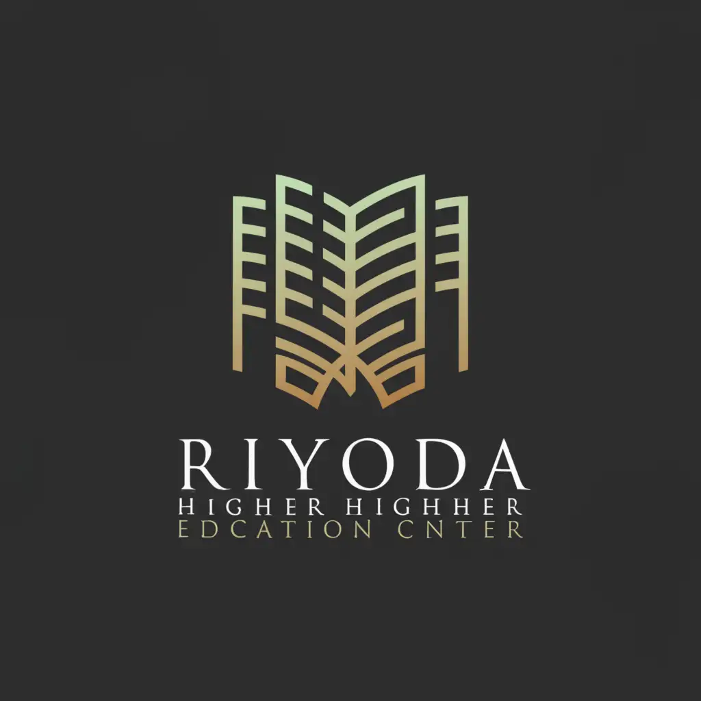 a logo design,with the text "RIYODA HIGHER EDUCATION CENTER", main symbol:book and pen,complex,be used in Education industry,clear background