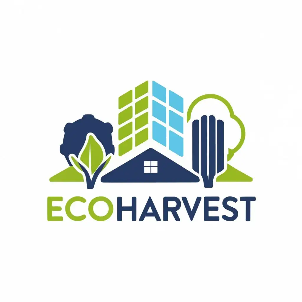 logo, solar building, with the text "ecoharvest", typography, be used in Finance industry