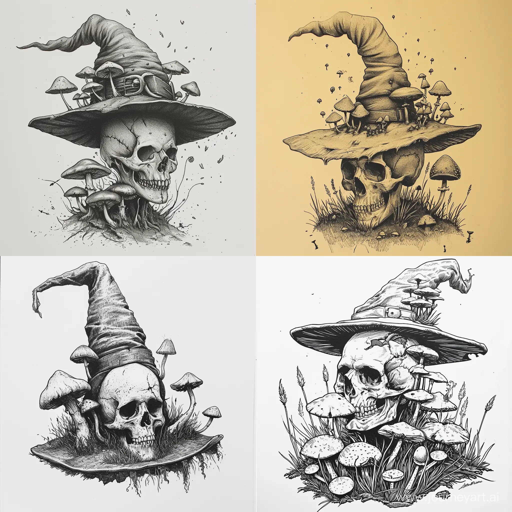 Wizard-Hat-Skull-with-Mushroom-Growth