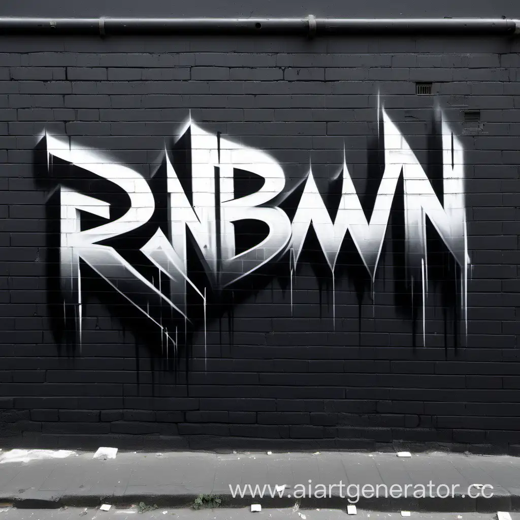 Стиль реализм. Стена на которой  черной граффити написано:RNBWN