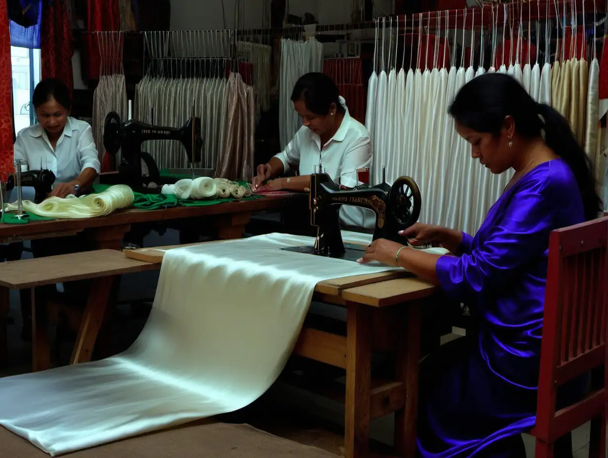 Silk Sewing in a Silk Store