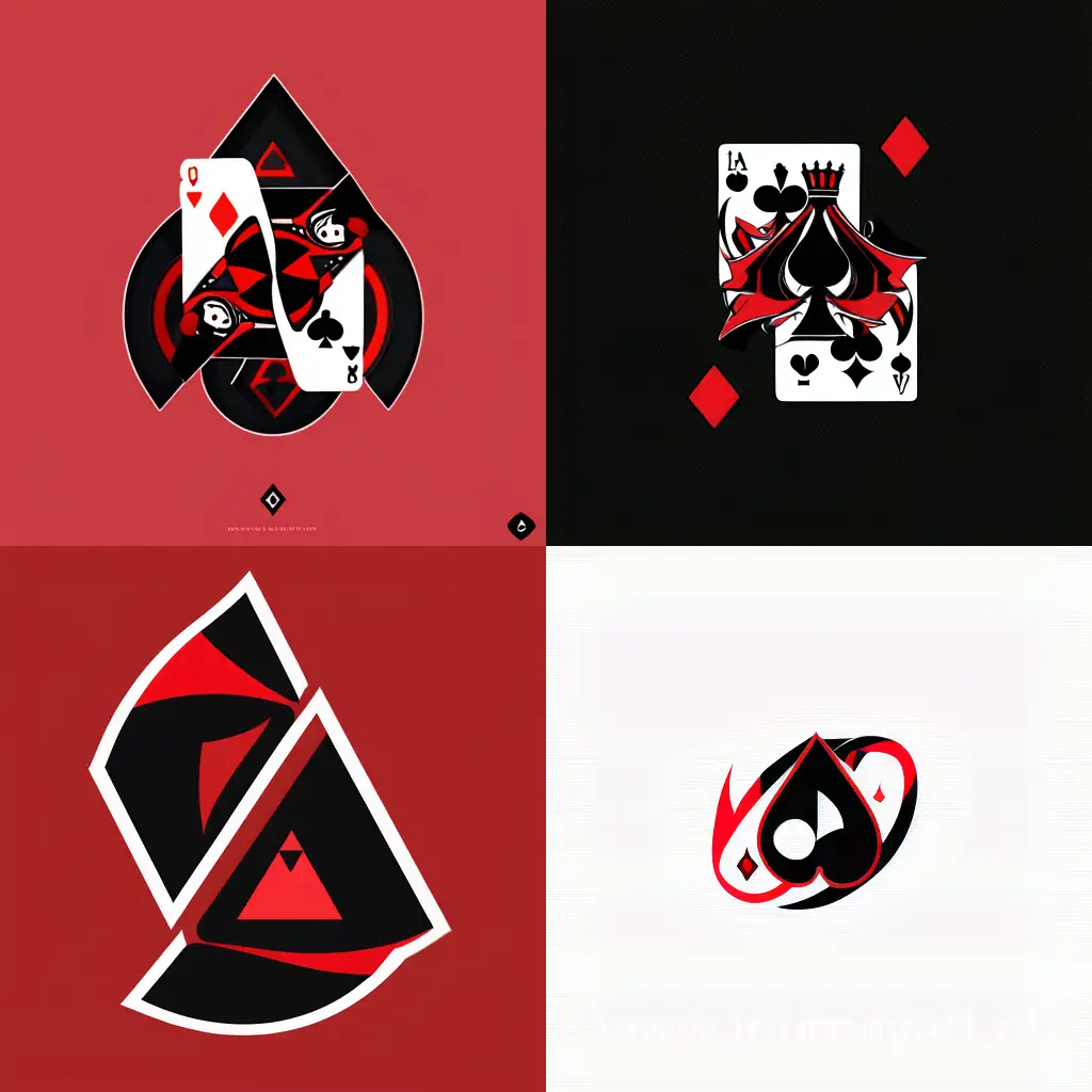 минималистичный логотип с изображением двух тузов в красно-черных тонах без подписей