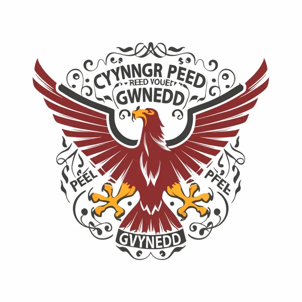 a logo design,with the text "Cyngrhair Football Ieunctid Gwynedd", main symbol:Eagle,Moderate,clear background