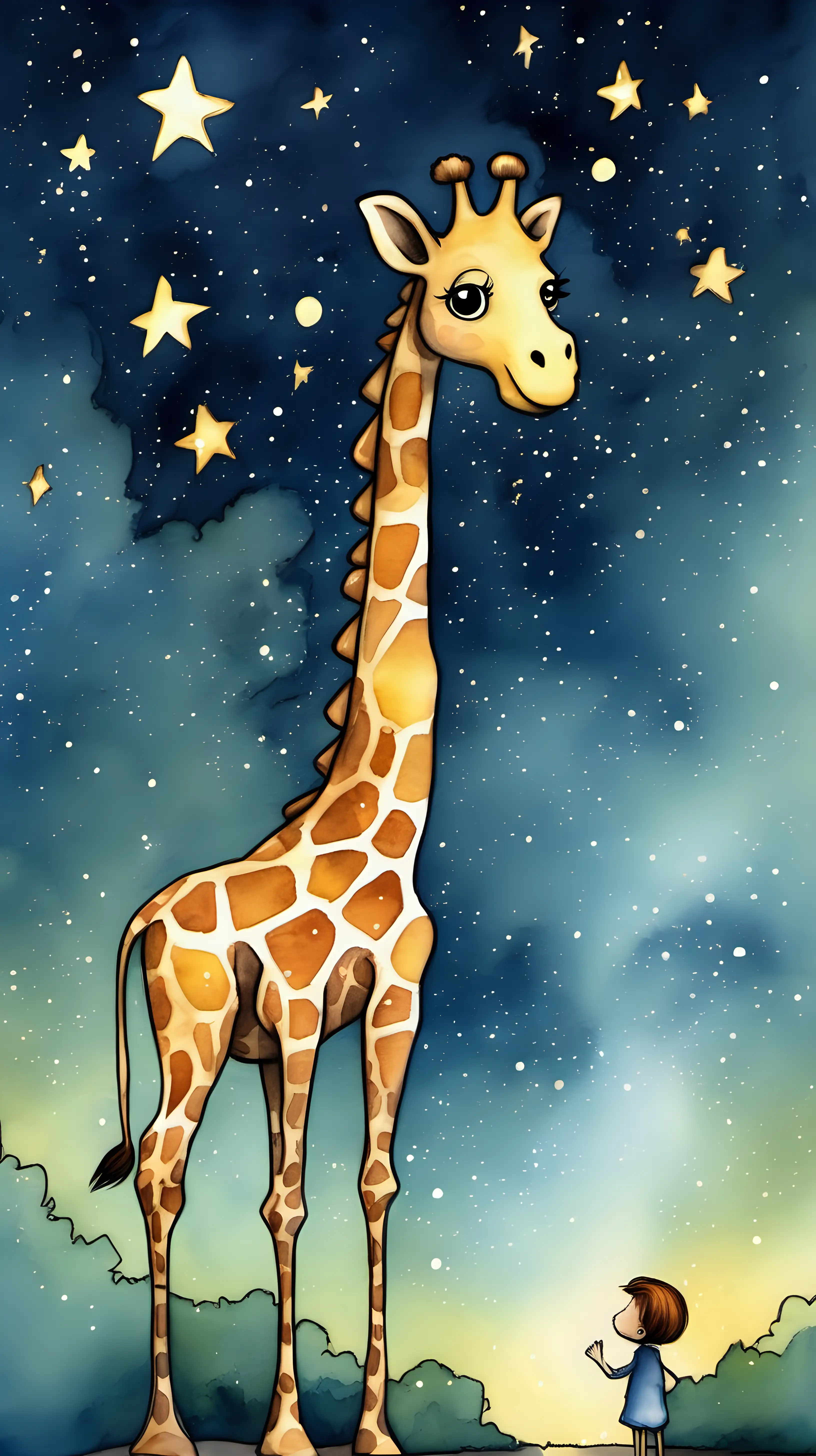 Giraffe Stella Guides a Vulnerable Star Through the Night Sky