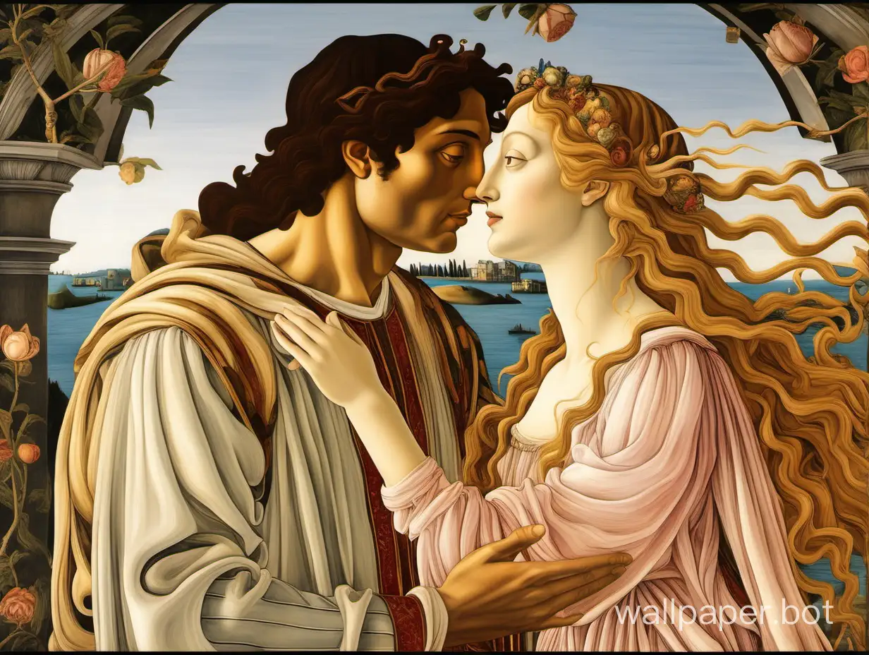 the magic of love in the style of Sandro Botticelli
