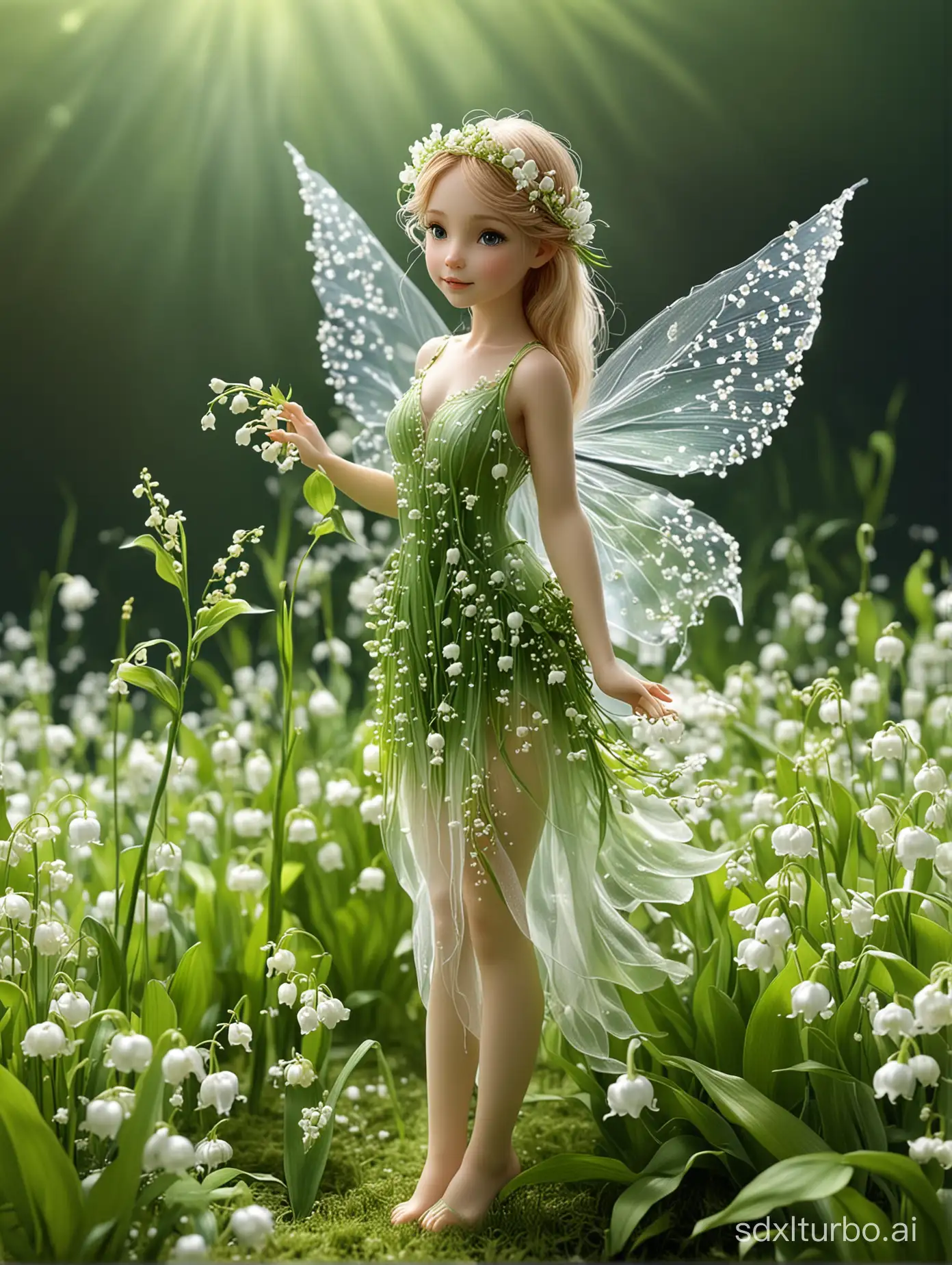 Graceful-Lily-of-the-Valley-Fairy-Amidst-Flowers
