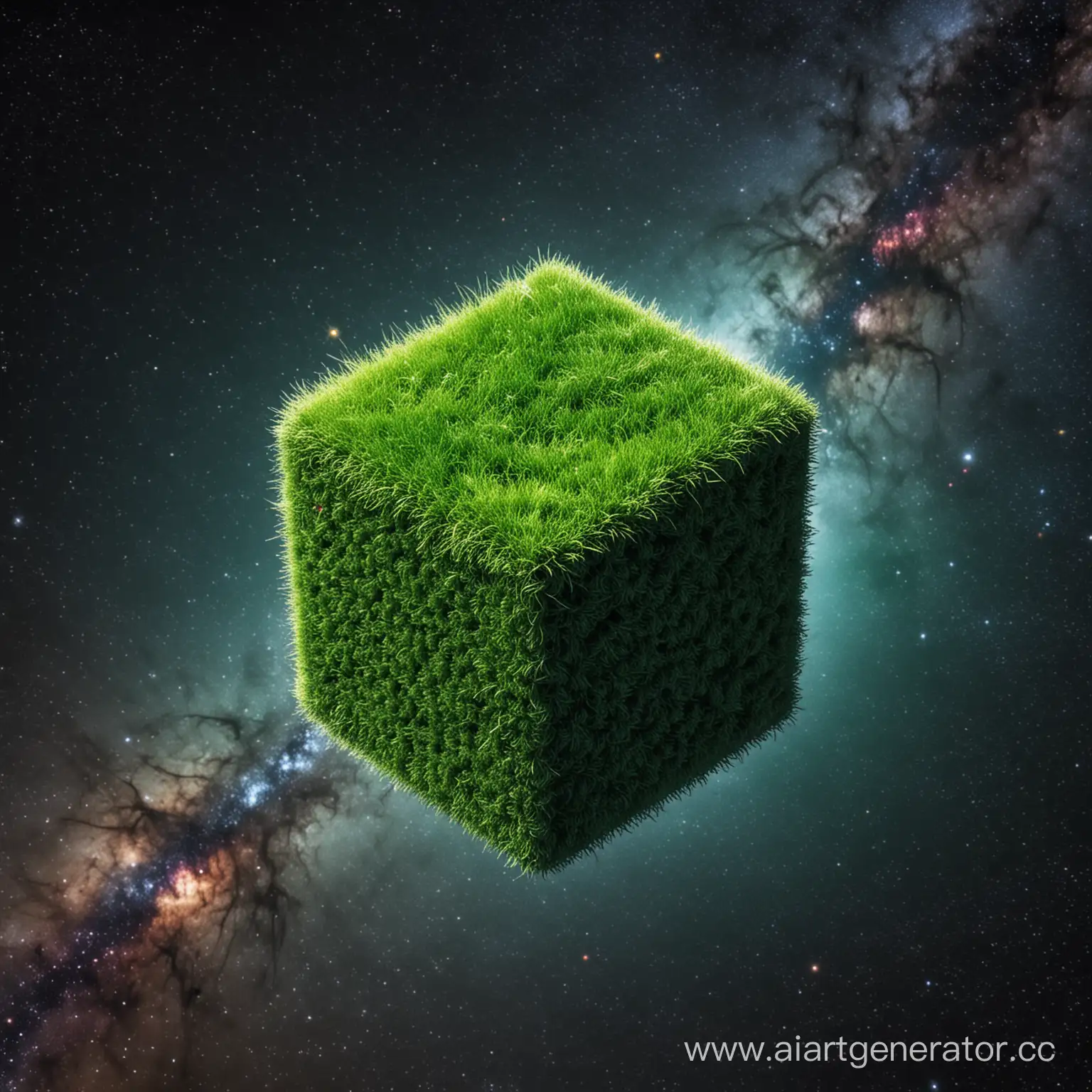Grass block in space