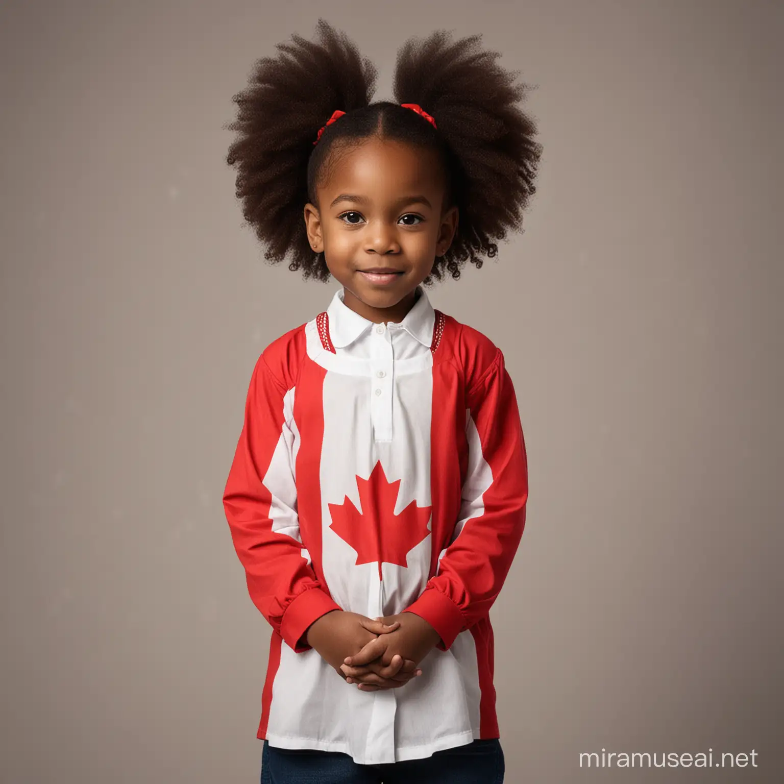 little African girl student ,with Canada  flag