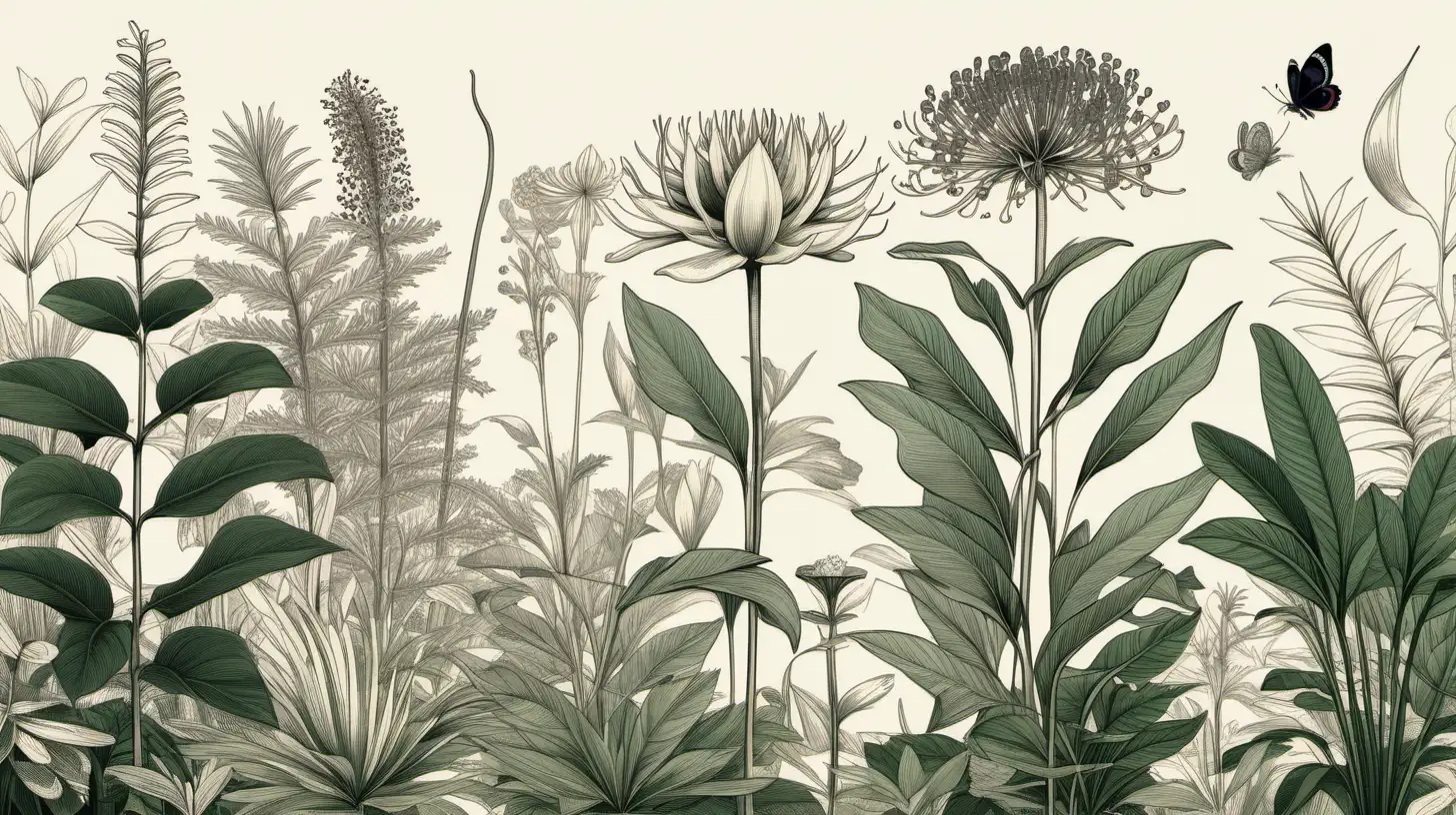 Elegantly Detailed Botanical Illustration with a Touch of Sophistication