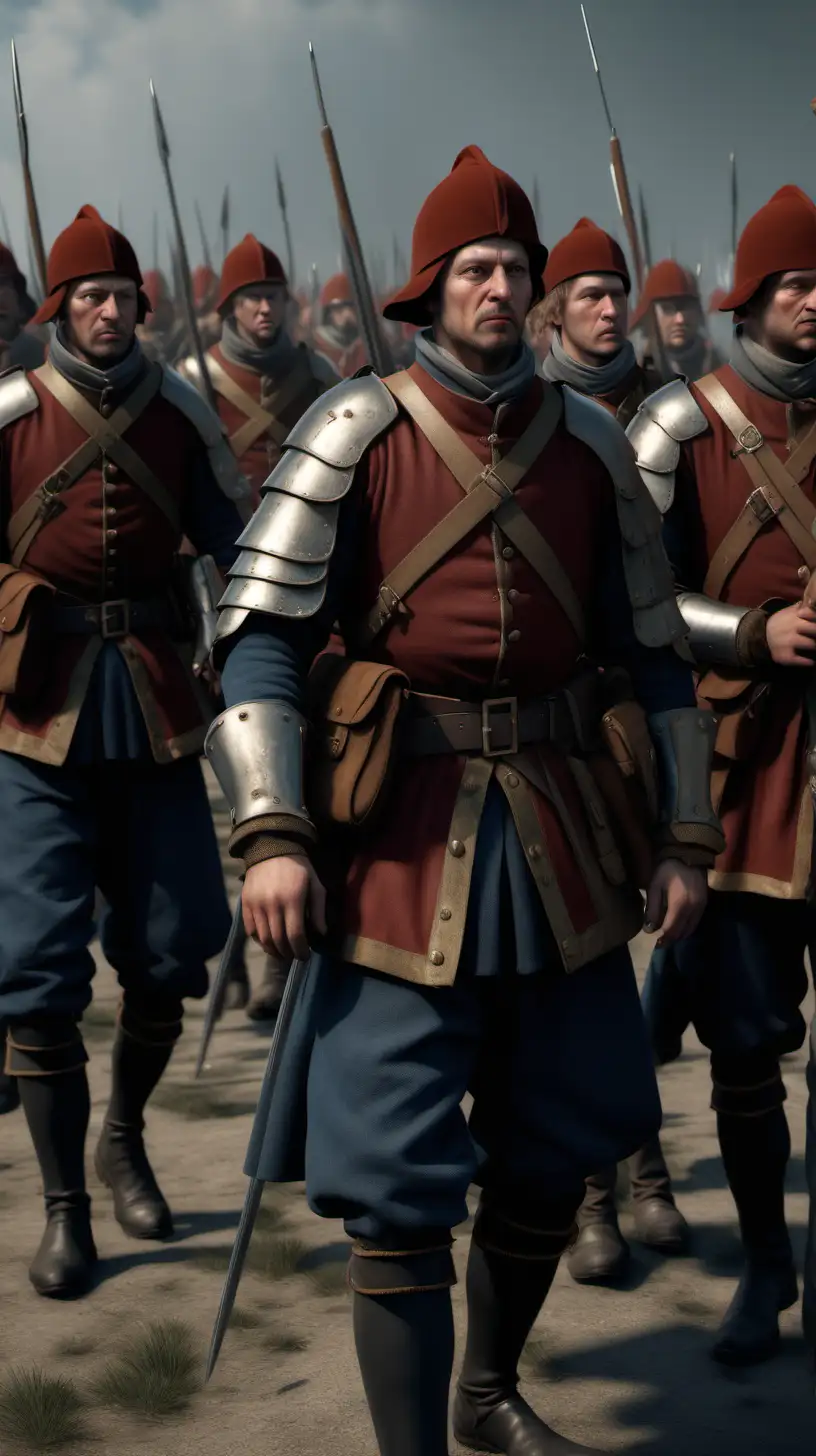 UltraRealistic Depiction of Rebel Dutch Army in 15th Century with Cinematic Lighting 8K
