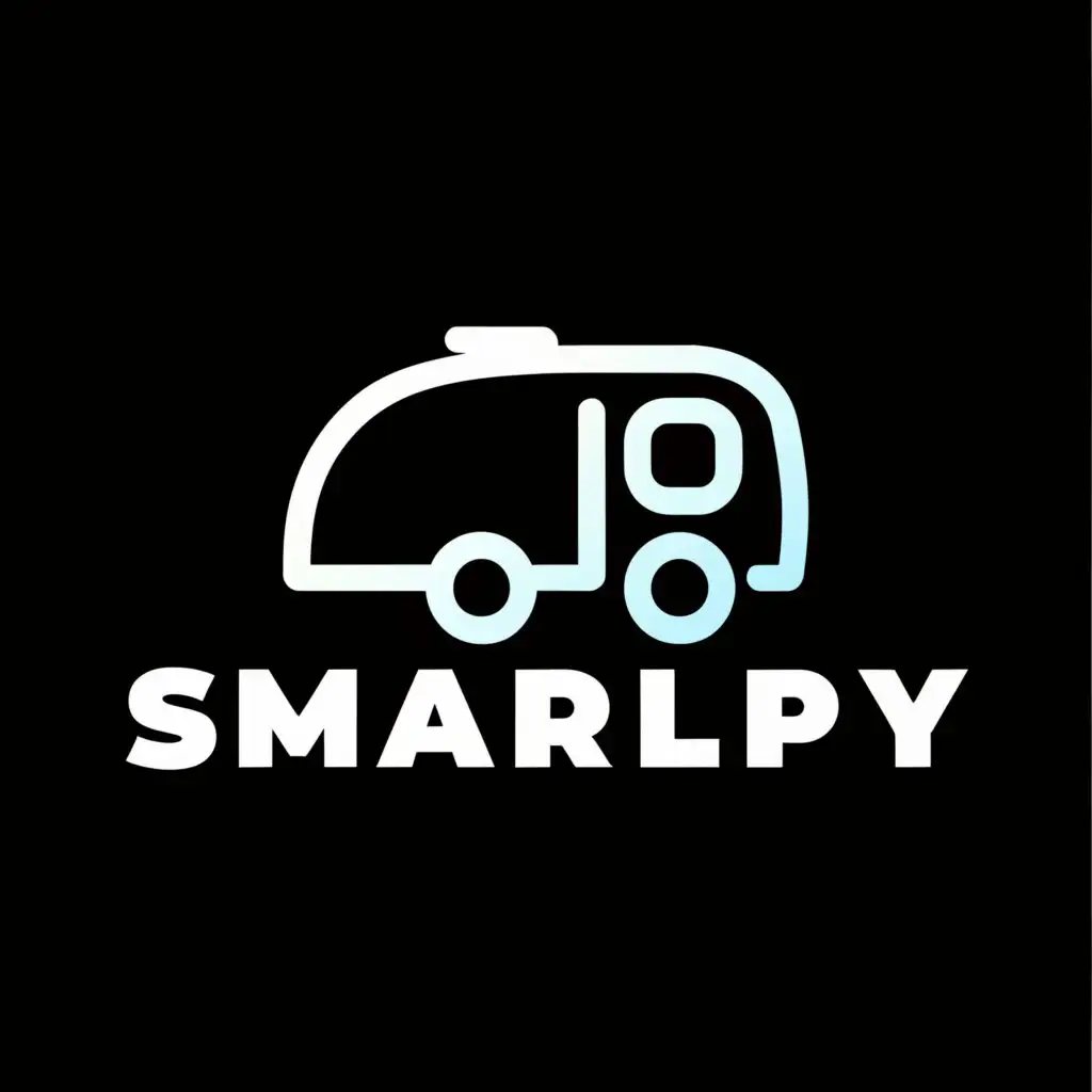 a logo design, with the text 'Smarlpy', main symbol: Camper-Van, Dach offen, Moderate, to be used in Travel industry, clear background, only black and white