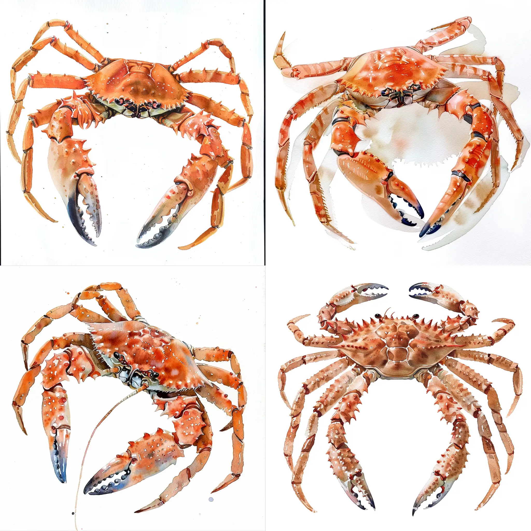 clean watercolor style, king crab, white background