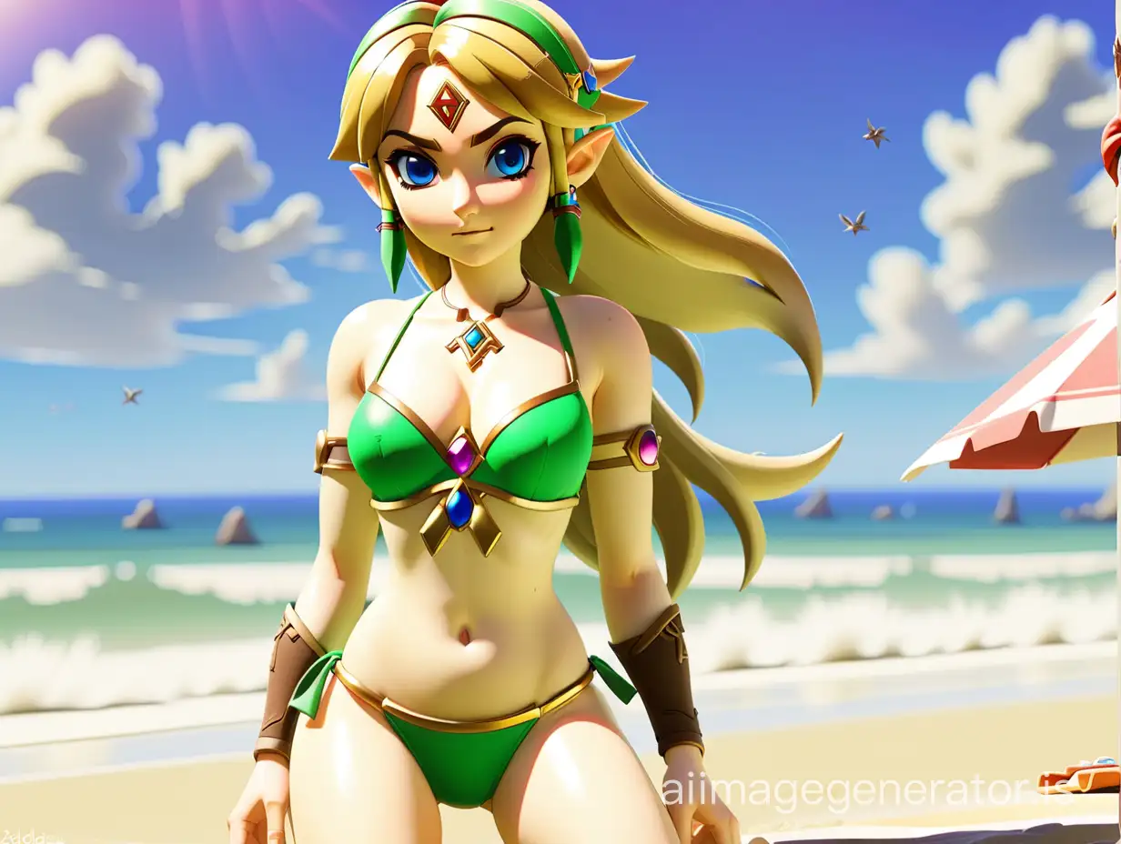 Zelda's bikini on the beach