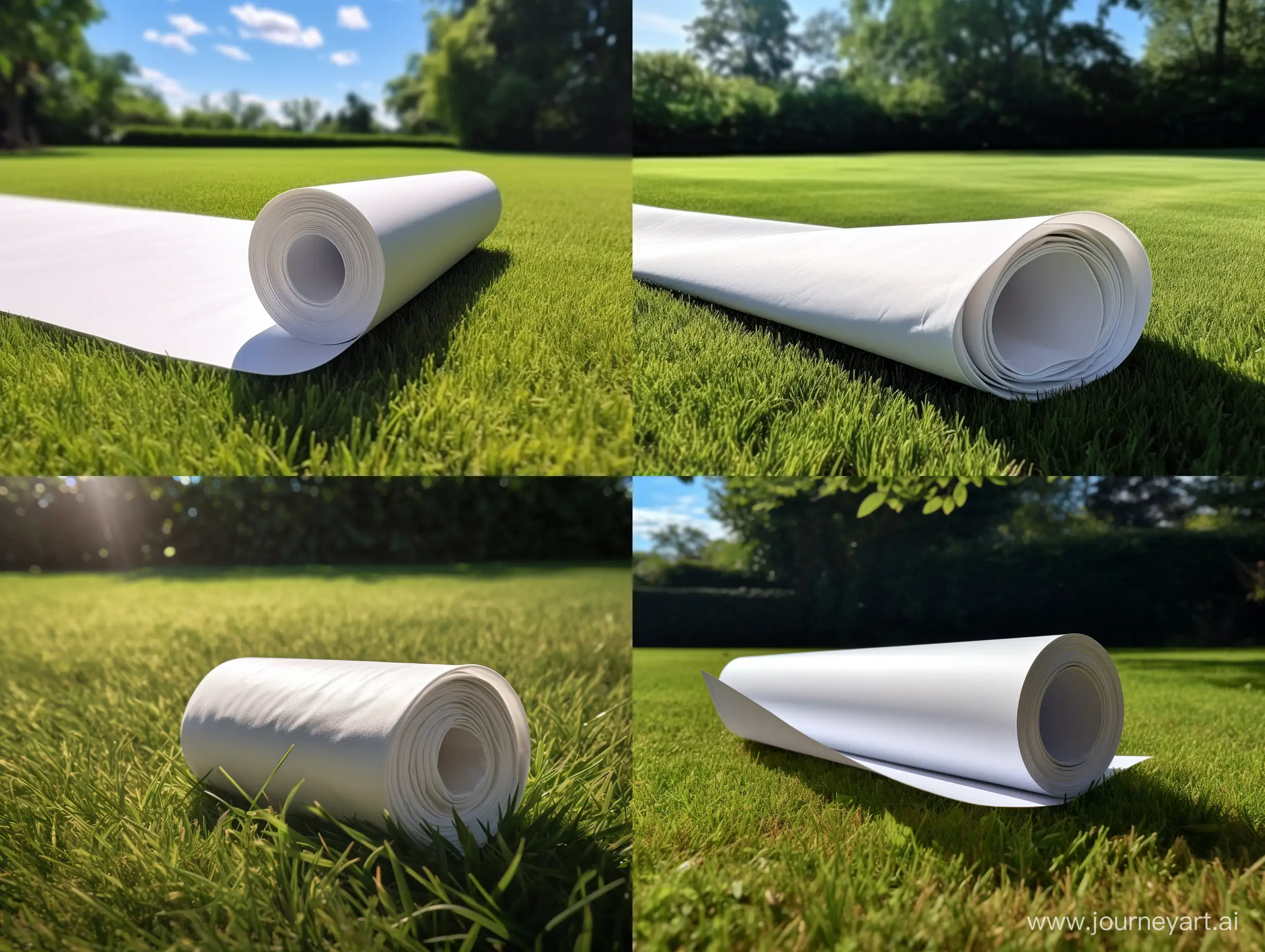 Photorealistic-White-Spunbond-Roll-on-Green-Grass